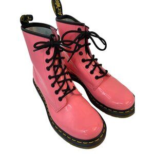Dr. Martens 1460 8 Hole Womens Pink Patent Boots Size 8 E9056 EUC Combat